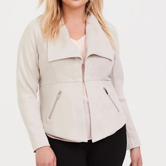 Torrid Vegan Suede Peplum Jacket in Grey Size 1X - Picture 10 of 10